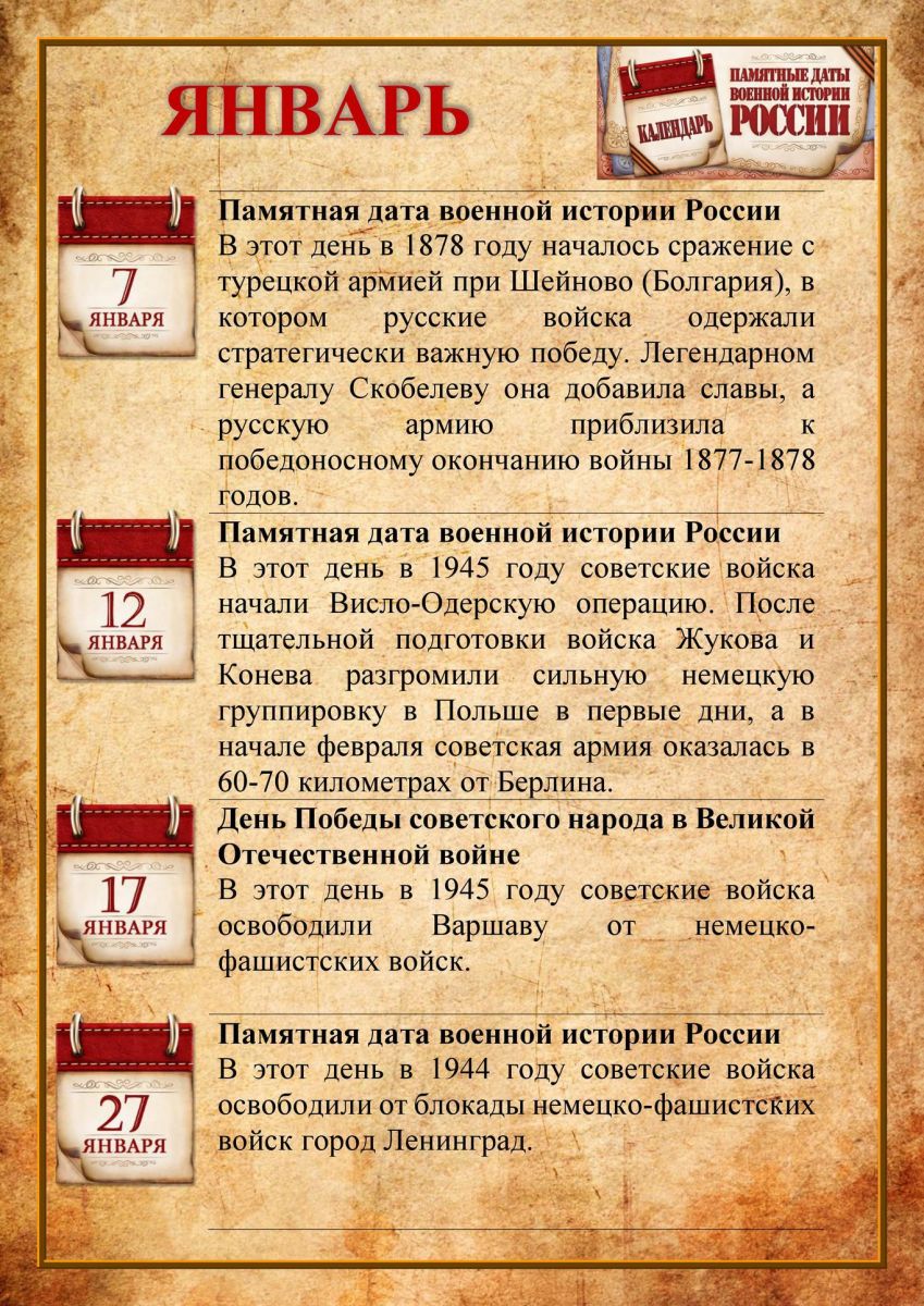 Памятные даты военной истории Отечества.